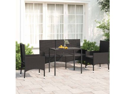 4dílná zahradní sedací souprava s poduškami černá polyratan 319506