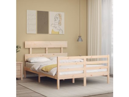 Rám postele s čelem 140 x 190 cm masivní dřevo 3195071