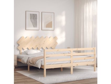 Rám postele s čelem 160 x 200 cm masivní dřevo 3195296