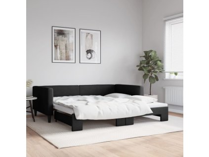 Válenda s přistýlkou černá 100 x 200 cm textil 3196585