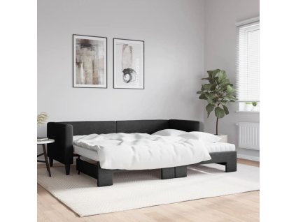 Válenda s přistýlkou a matracemi černá 80 x 200 cm textil 3196593