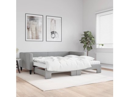 Válenda s přistýlkou a matracemi světle šedá 100x200 cm textil 3196601