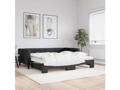 Válenda s přistýlkou a matracemi černá 100 x 200 cm textil 3196603