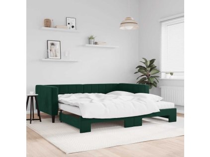 Válenda s přistýlkou a matracemi tmavě zelená 100x200 cm samet 3196724