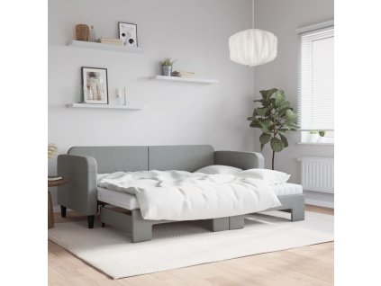 Válenda s přistýlkou a matracemi světle šedá 80 x 200 cm textil 3196829