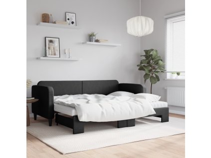 Válenda s přistýlkou a matracemi černá 80 x 200 cm textil 3196831