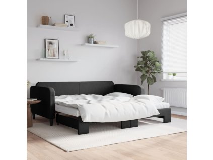 Válenda s přistýlkou a matracemi černá 100 x 200 cm textil 3196841