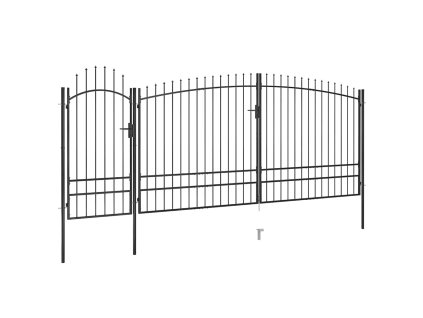 Zahradní plotová brána s hroty 5 x 2,45 m černá 146326