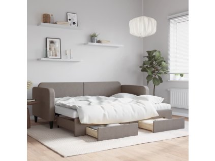 Válenda s přistýlkou a zásuvkami taupe 80 x 200 cm textil 3196868