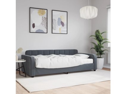 Válenda s matrací tmavě šedá 90 x 190 cm samet 3196919