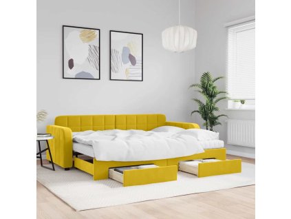 Válenda s přistýlkou a zásuvkami žlutá 80 x 200 cm samet 3196999