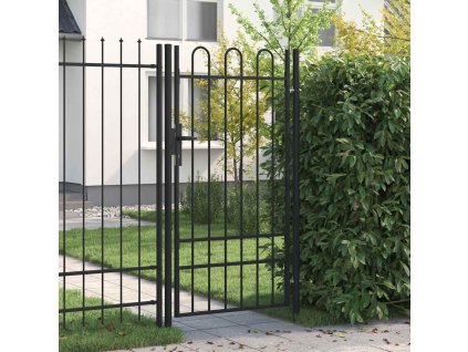 Zahradní branka s obloukem ocelová 1 x 1,75 m černá 145743