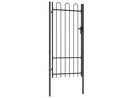 Zahradní branka s obloukem ocelová 1 x 2 m černá 145744