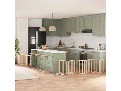 Zábrana pro psy s dvířky skládací 15 panelů 750 cm topol 3155531