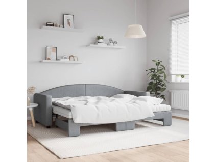 Válenda s přistýlkou a matracemi světle šedá 80 x 200 cm textil 3197201