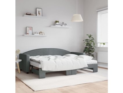 Válenda s přistýlkou a matracemi tmavě šedá 80 x 200 cm textil 3197202