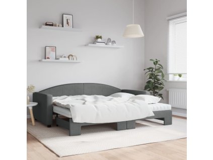 Válenda s přistýlkou a matracemi tmavě šedá 90 x 200 cm textil 3197207