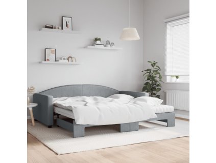 Válenda s přistýlkou a matracemi světle šedá 100x200 cm textil 3197211