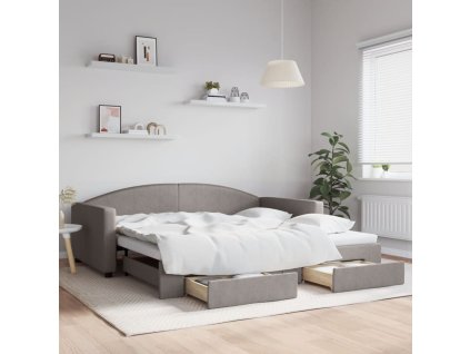 Válenda s přistýlkou a zásuvkami taupe 100 x 200 cm textil 3197232