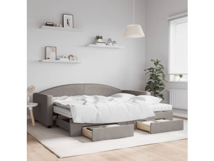 Válenda s přistýlkou a zásuvkami taupe 90 x 200 cm textil 3197245