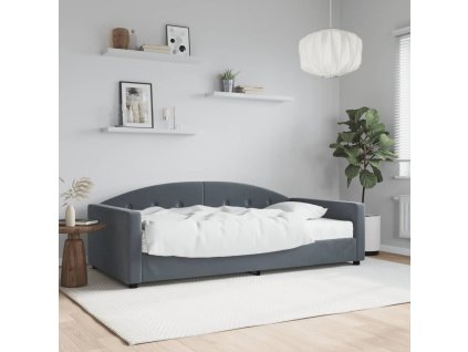 Válenda s matrací tmavě šedá 100 x 200 cm samet 3197285