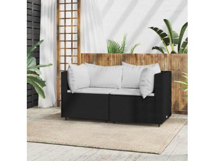 Zahradní rohové pohovky s poduškami 2 ks černé polyratan 319730