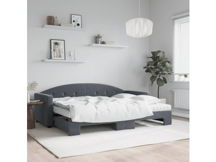 Válenda s přistýlkou a matracemi tmavě šedá 80 x 200 cm samet 3197319