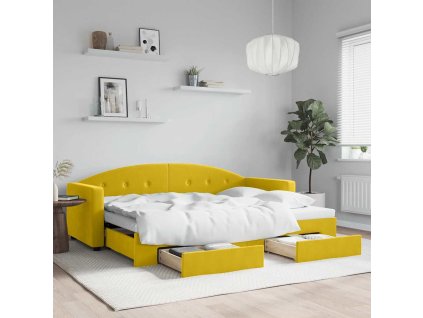 Válenda s přistýlkou a zásuvkami žlutá 80 x 200 cm samet 3197347