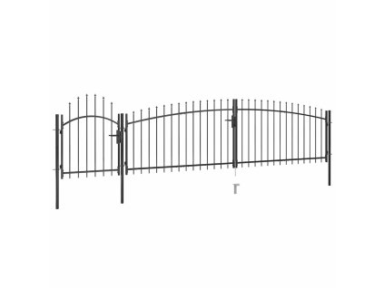 Zahradní plotová brána s hroty 5 x 1,5 m černá 146322