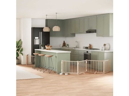 Zábrana pro psy s dvířky skládací 12 panelů 960 cm topol 3155724