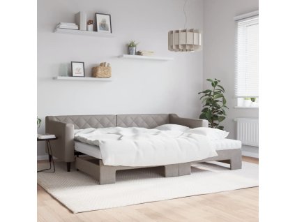 Válenda s přistýlkou a matracemi taupe 90 x 200 cm textil 3197447