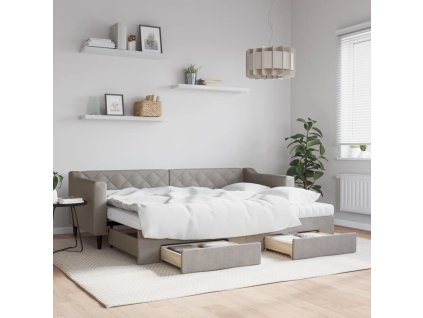 Válenda s přistýlkou a zásuvkami taupe 80 x 200 cm textil 3197478