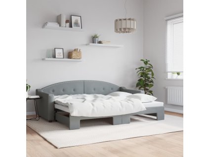 Válenda s přistýlkou světle šedá 80 x 200 cm textil 3197525
