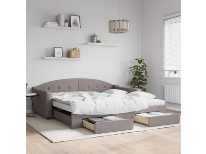 Válenda s přistýlkou a zásuvkami taupe 100 x 200 cm textil 3197574