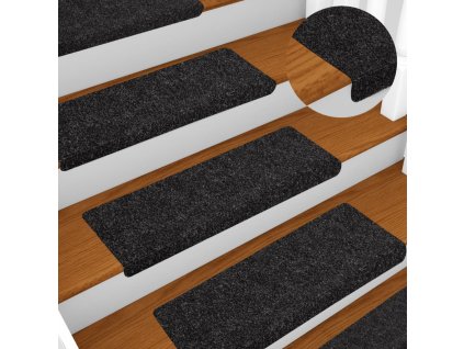 Schodové rohože samolepicí 10 ks 65 x 21 x 4 cm černé s obdélníkovým okrajem 149727