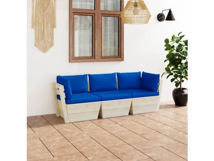 3místná zahradní pohovka z palet s poduškami smrkové dřevo 3063406