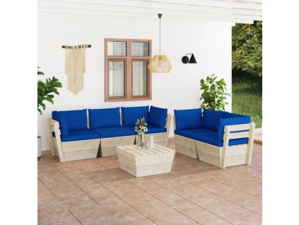 6dílná zahradní sedací souprava z palet + podušky smrkové dřevo 3063526