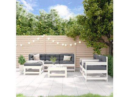 7dílná zahradní sedací souprava bílá masivní borovice 3186243