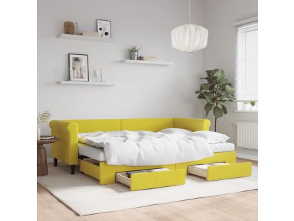 Válenda s přistýlkou a zásuvkami žlutá 80 x 200 cm samet 3197841