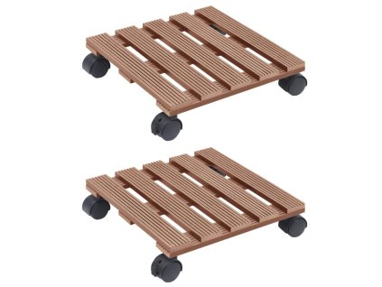 Vozíky pod květináč 2 ks hnědé 30 x 30 x 7,5 cm WPC 149035