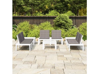 6dílná zahradní sedací souprava s poduškami plast bílá 3059833