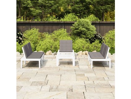 4dílná zahradní sedací souprava s poduškami plast bílá 3059835