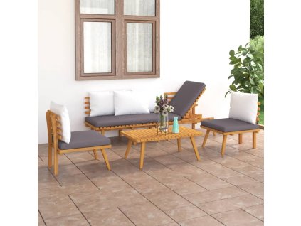 4dílná zahradní sedací souprava s poduškami masivní akácie 3087010