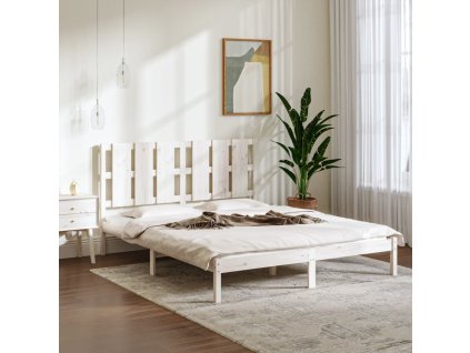 Rám postele bílý masivní dřevo 150 x 200 cm King Size 3105606