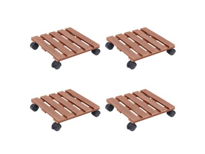 Vozíky na rostliny 4 ks hnědé 30 x 30 x 7,5 cm WPC 3143927
