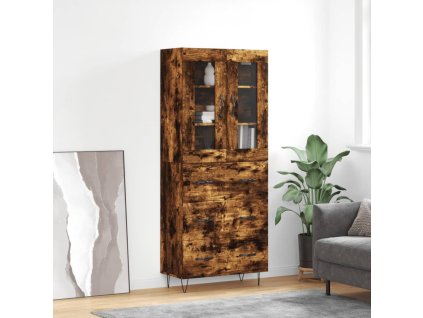 Skříň highboard kouřový dub 69,5 x 34 x 180 cm kompozitní dřevo 3198438