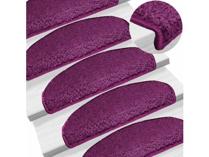 Schodové rohože 15 ks 65 x 21 x 4 cm fialové půlkulaté velké 133905