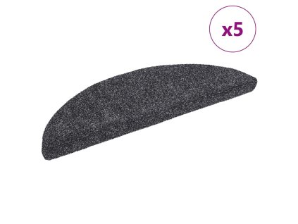 Schodové rohože samolepicí 5 ks 56 x 17 x 3 cm tmavě šedé, půlkulaté 149676