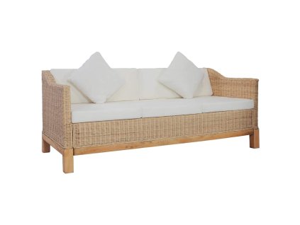 3místná pohovka s poduškami přírodní ratan 283077