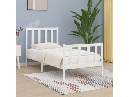 Rám postele bílý masivní dřevo 75 x 190 cm malé jednolůžko 3105186